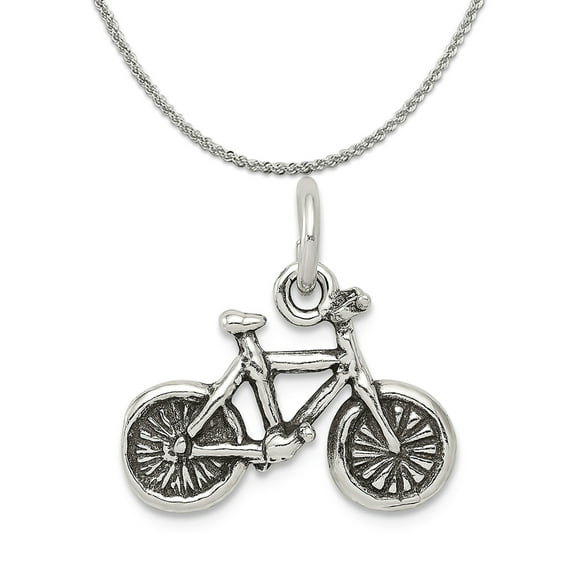 Sterling Silver Girls .8mm Box Chain 10 Speed Racing Bicycle Pendant Necklace Sterling Silver Girls .8mm Box Chain 10 Speed Racing Bicycle Pendant Necklace